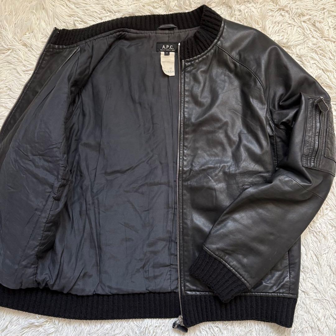 A.P.C. MA-1 レザーフライトジャケット　羊革　メンズ　ブラック　M