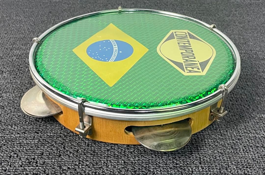 ●CONTEMPORÁNEA パンデイロ ブラジル 国旗柄 22cm 8インチ●