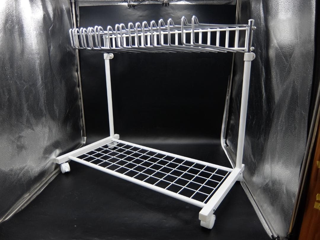 川口工器　スラックスハンガー 20本掛け 棚付き 高さ伸縮