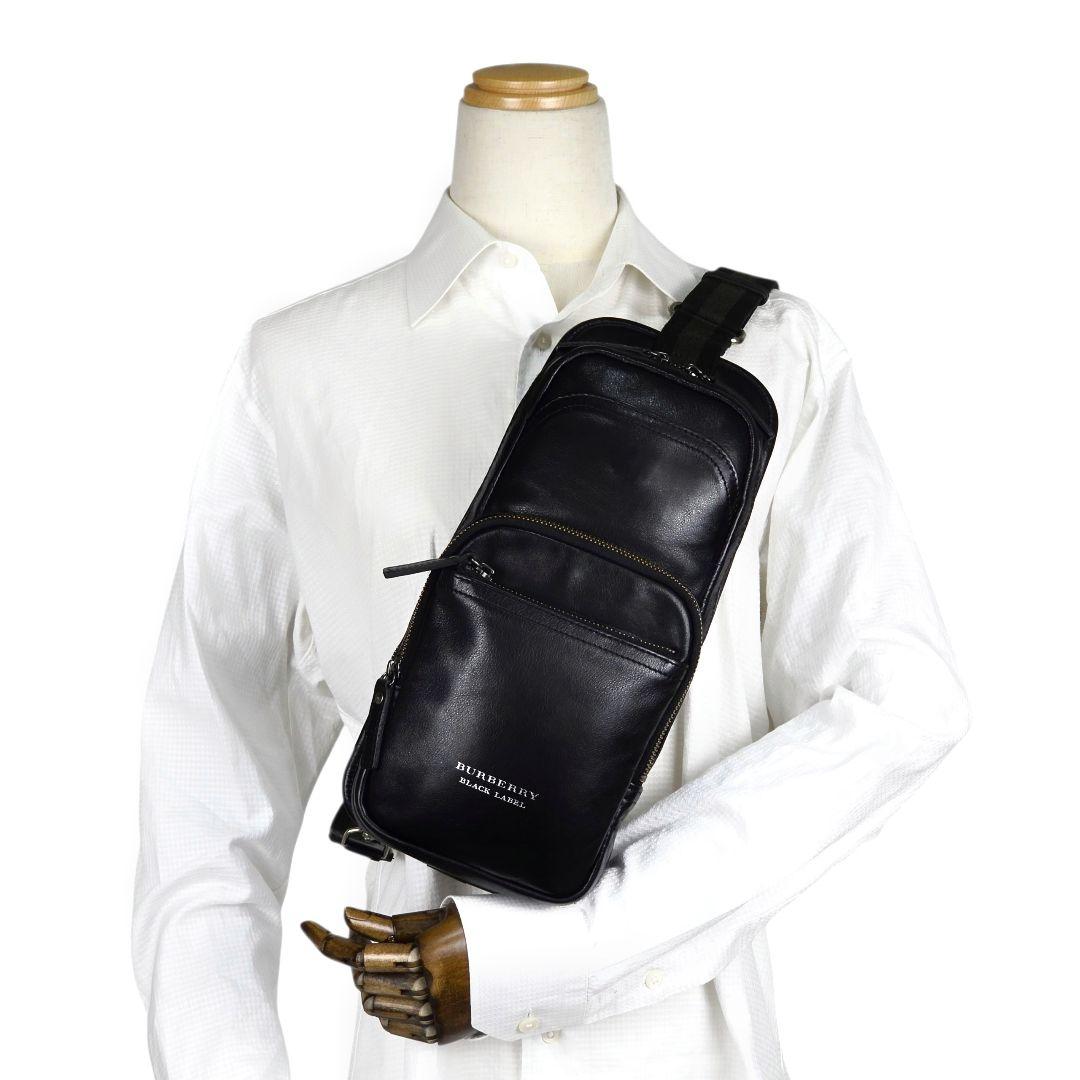 美品 バーバリー ブラックレーベル レザー ボディバッグ ショルダーバッグ