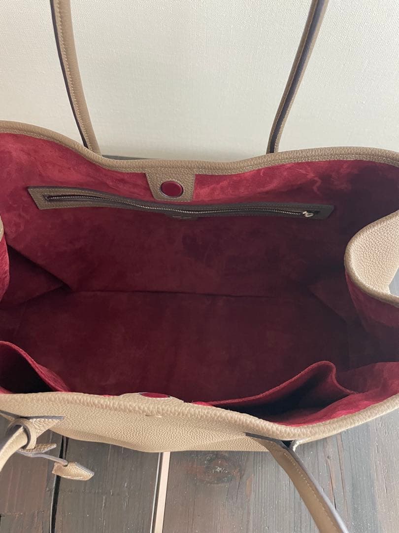 【新品未使用近】ジャーマンシュリンクレザー トートバッグ トープ