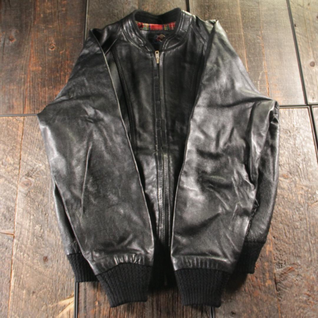 古着　６０−７０s 本革　ライダース　レザージャケット　ブラック　LL 黒.