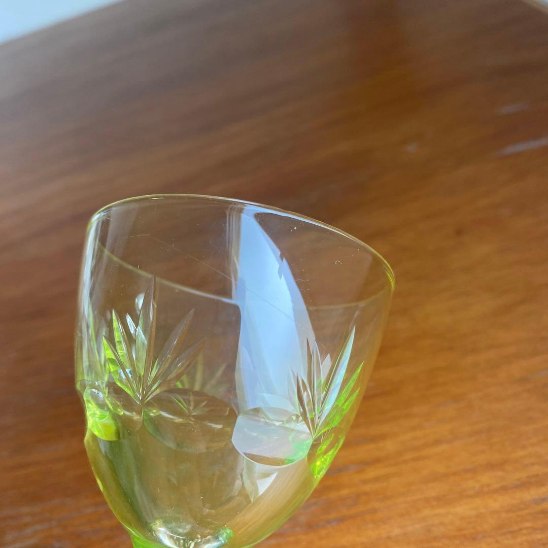 稀少☆イギリス ビンテージ ウランガラス ワイングラス　5個セット