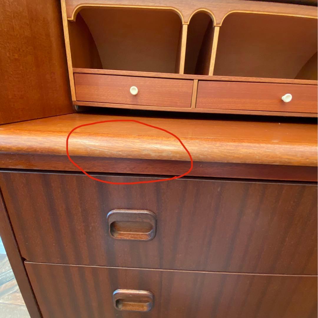 北欧家具　鍵付　スウェーデン　ヴィンテージ　バレル型　ライティングビューロー