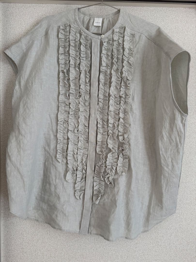 かぐれ リネンフリルフレンチワイドシャツ SMOKESAGE