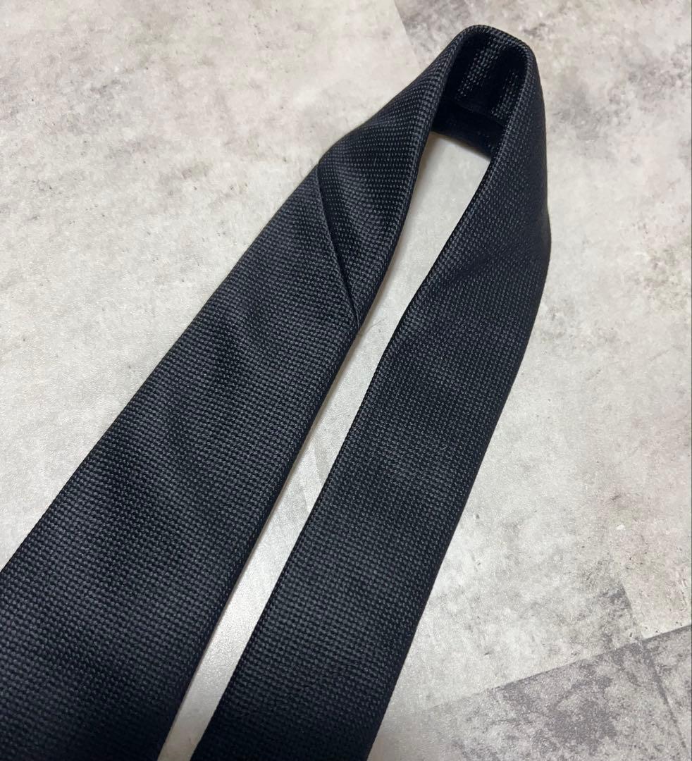 BEAMS F ネクタイ ソリッド ブラック 肉厚
