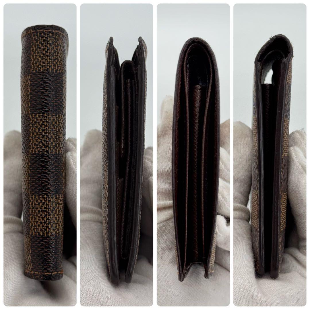 【極美品】ルイヴィトン　ダミエ・エベヌ　ポルトフォイユ・マルコ　二つ折り財布