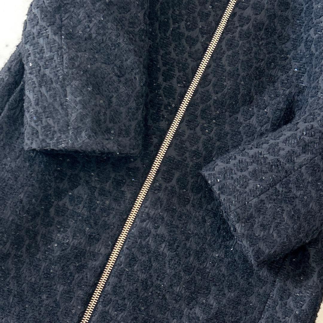 美品 ヘルノ HERNO ウール アルパカ混 ダウンコート ジャガード ブラック