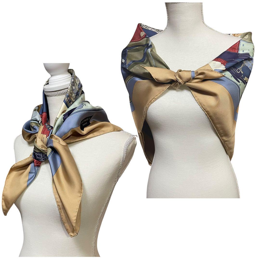 美品‼️HERMES TOUT CUIR　すべて革柄 箱付シルクカレ90希少