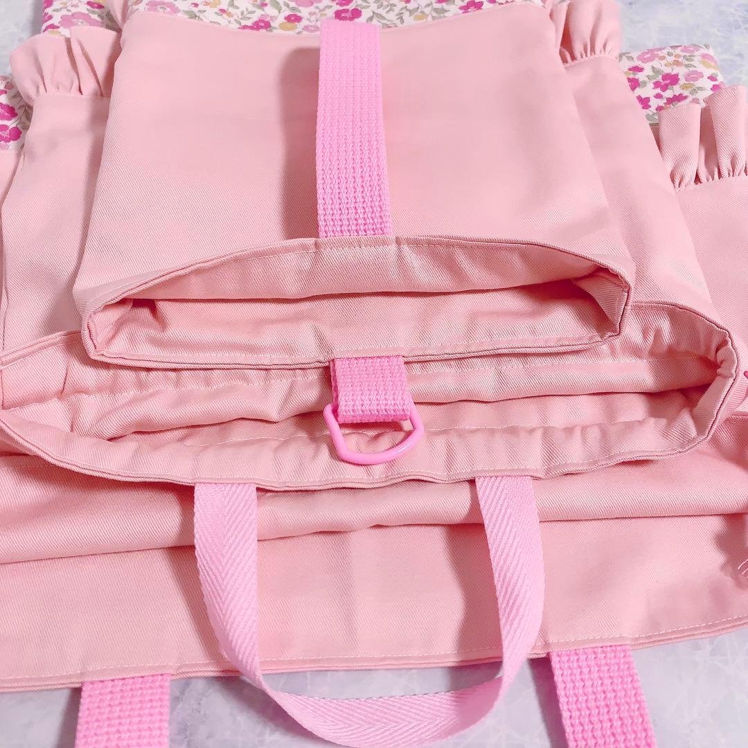 レッスンバッグ　入園　入学　セット　3点　女の子　上履き袋　ピンク　フリル　花柄