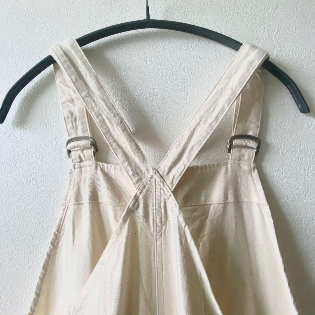 かぐれ⑅*コットンサロペット　オーバーオール 生成　アイボリー　大人カジュアル