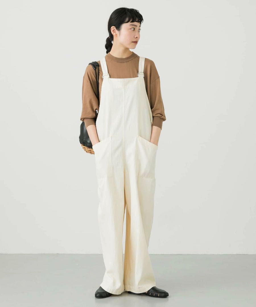 かぐれ⑅*コットンサロペット　オーバーオール 生成　アイボリー　大人カジュアル