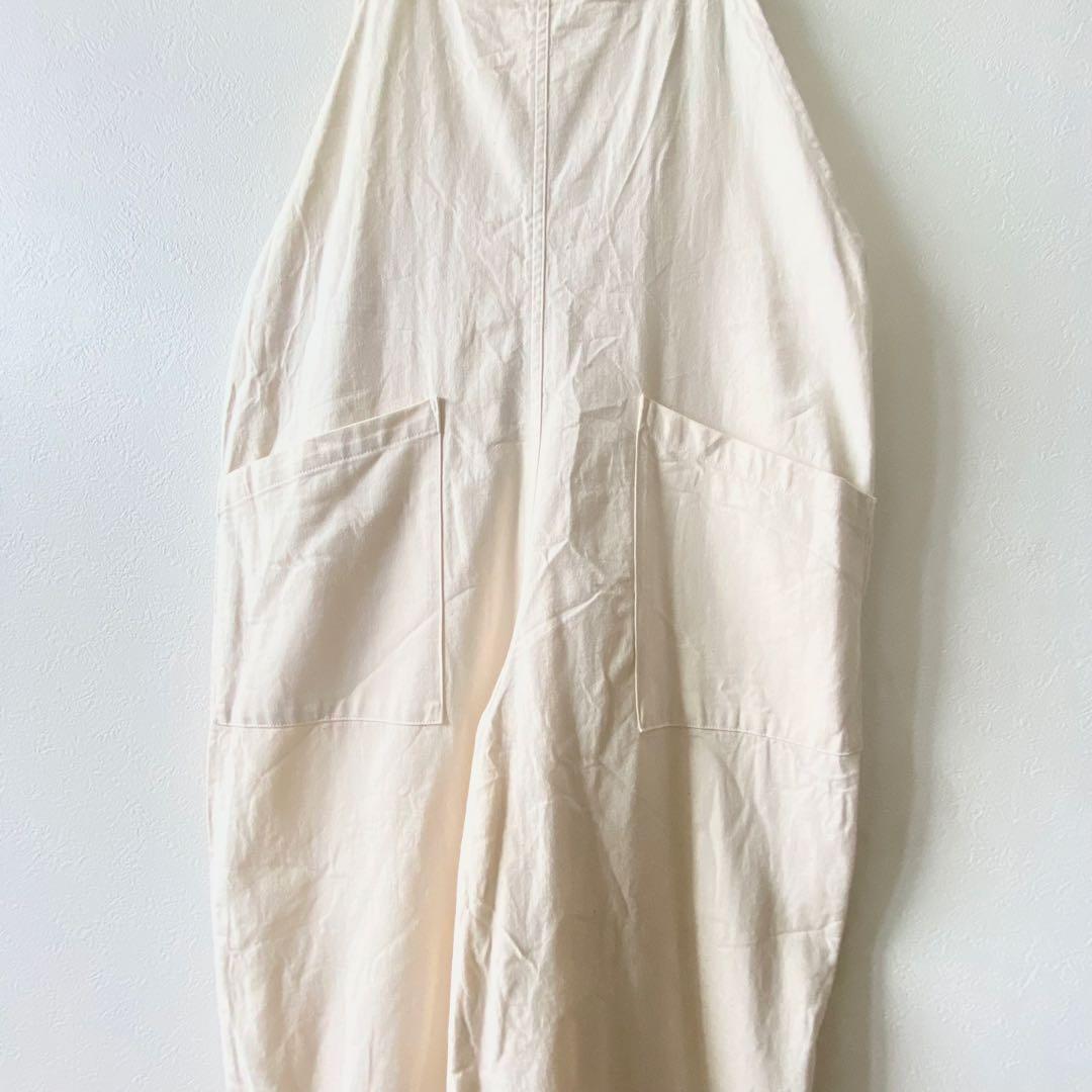 かぐれ⑅*コットンサロペット　オーバーオール 生成　アイボリー　大人カジュアル