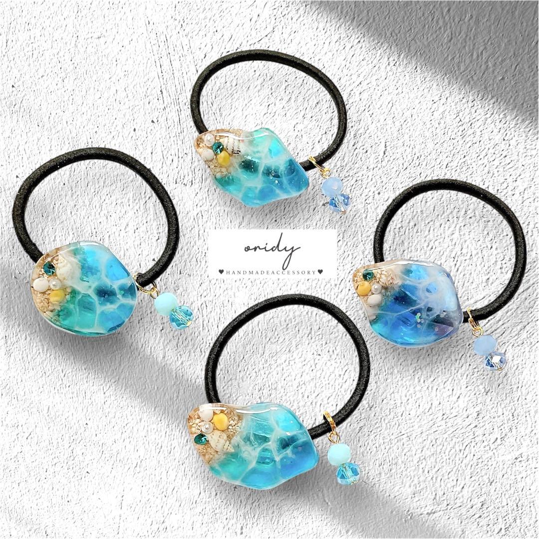 【Aー623】レジン ヘアゴム 海シリーズ