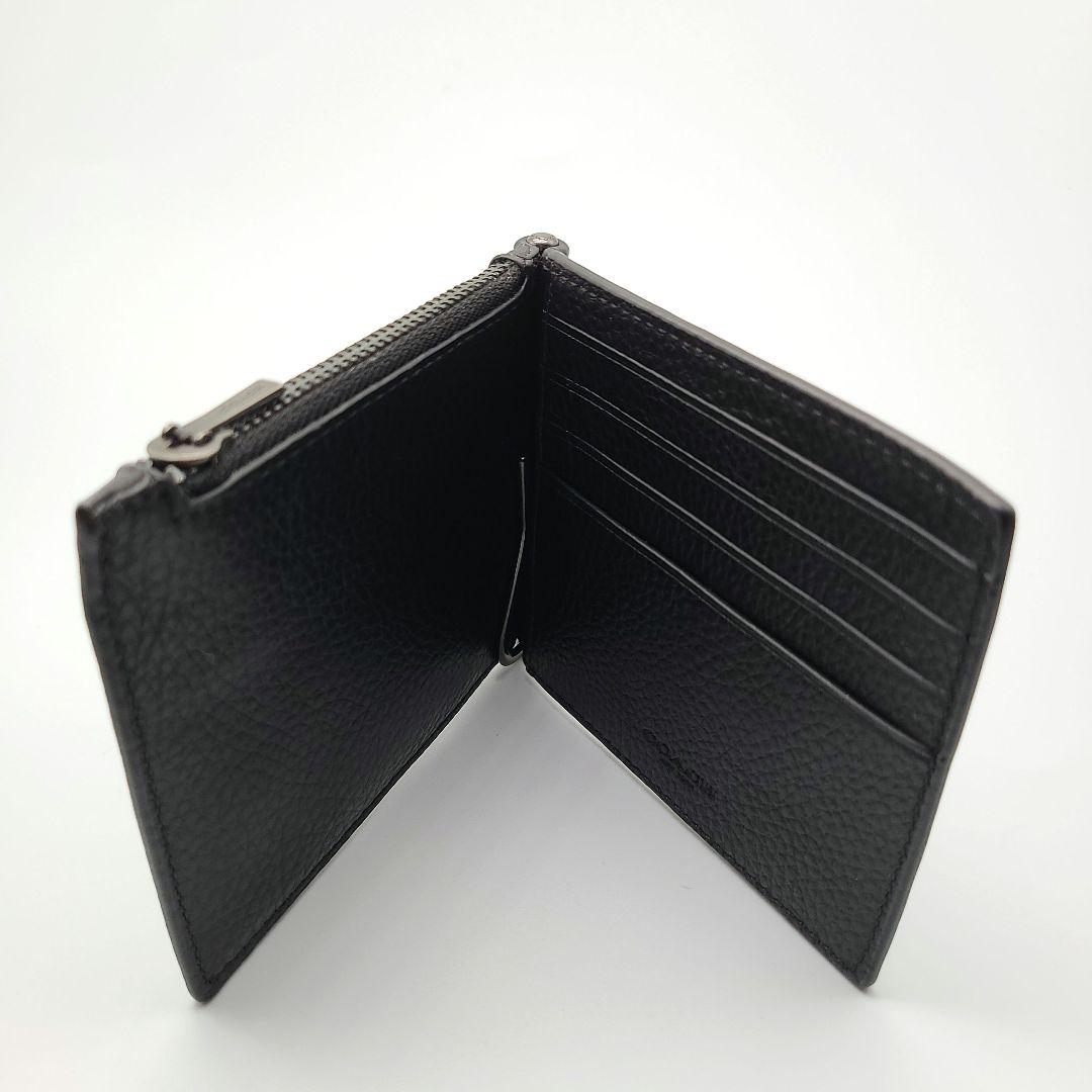 COACH マネークリップ 新品 ブラック ペブルレザー 黒 メンズ