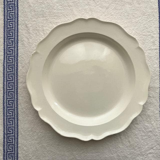 希少◆ファイアンスフィーヌ花リムプレート＃クレイユモントローオクトゴナルレリーフ