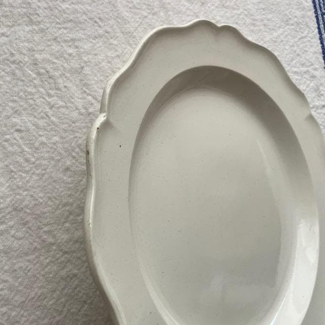 希少◆ファイアンスフィーヌ花リムプレート＃クレイユモントローオクトゴナルレリーフ