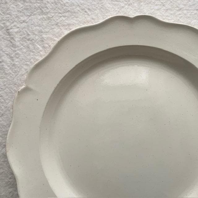 希少◆ファイアンスフィーヌ花リムプレート＃クレイユモントローオクトゴナルレリーフ