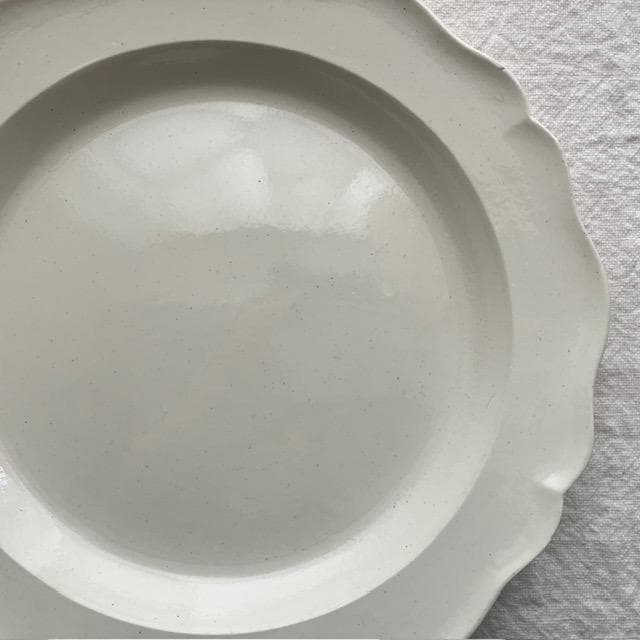 希少◆ファイアンスフィーヌ花リムプレート＃クレイユモントローオクトゴナルレリーフ