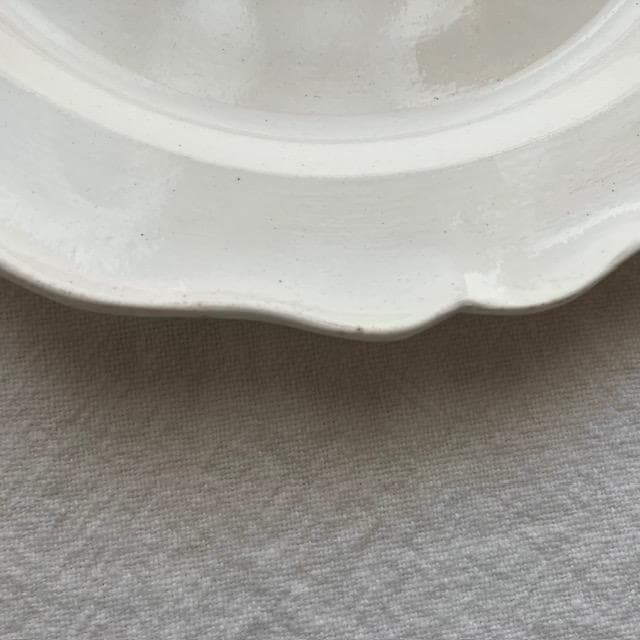 希少◆ファイアンスフィーヌ花リムプレート＃クレイユモントローオクトゴナルレリーフ