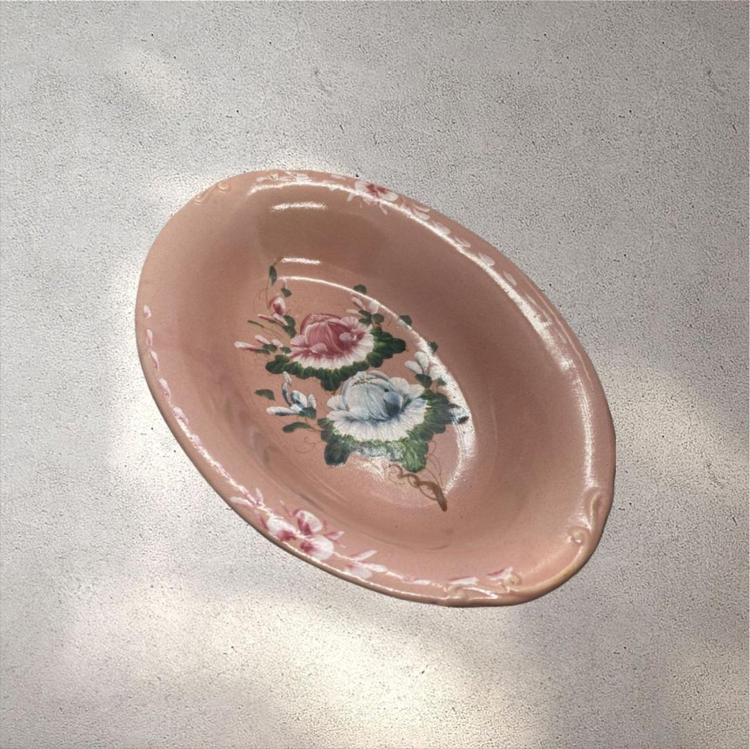 (VNEM1-14-2) ベトナム ソンベ焼き 深皿 ピンク ナンセラミック