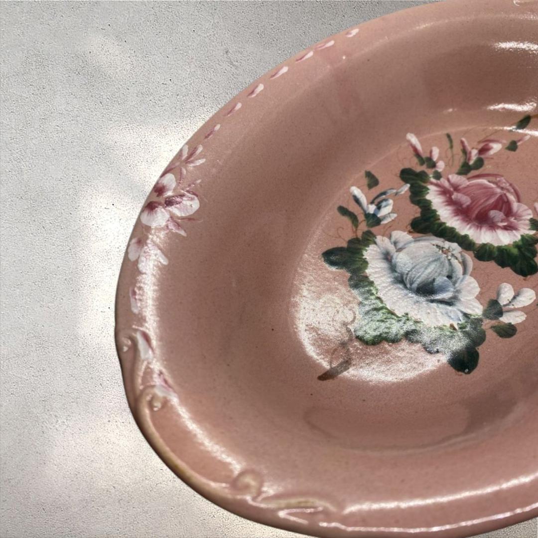 (VNEM1-14-2) ベトナム ソンベ焼き 深皿 ピンク ナンセラミック