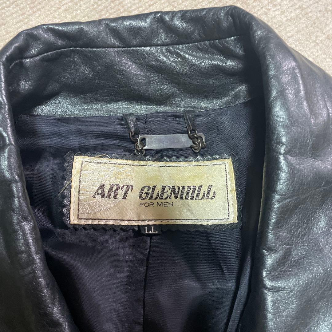 マトリックス　牛革　ART GLENHILL 黒 レザートレンチコート LL