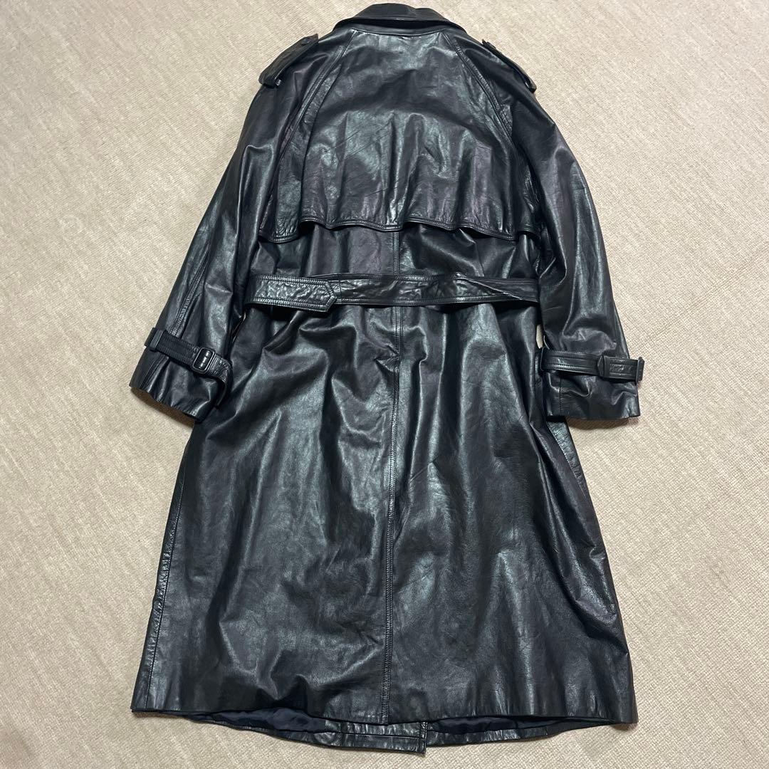 マトリックス　牛革　ART GLENHILL 黒 レザートレンチコート LL