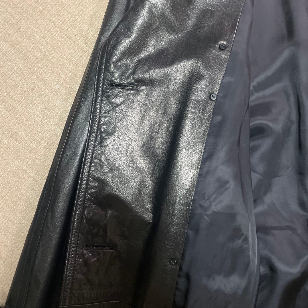 マトリックス　牛革　ART GLENHILL 黒 レザートレンチコート LL