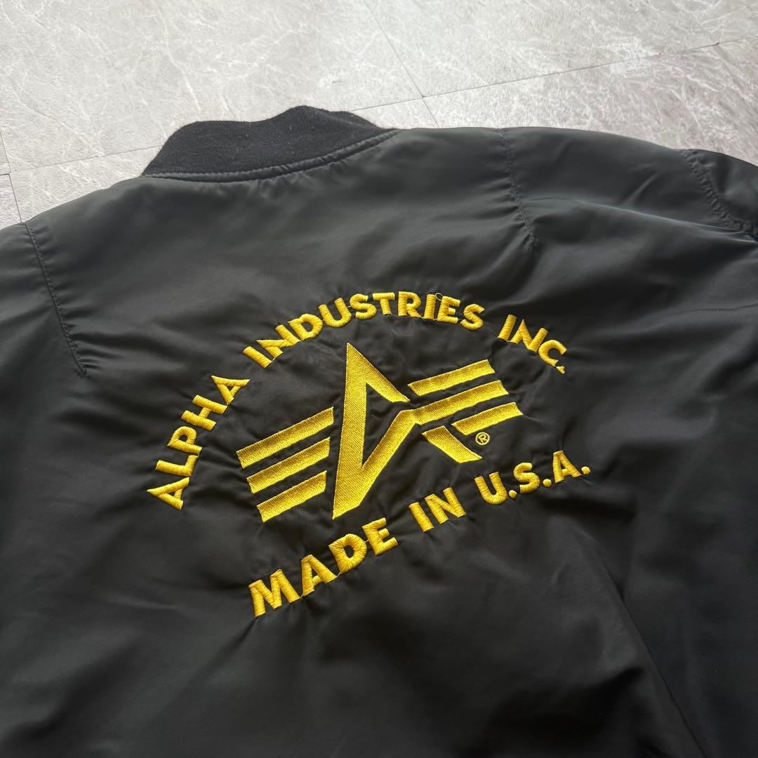 ALPHA MA-1 フライトジャケット　ミリタリー　USA製　バックロゴ　短丈