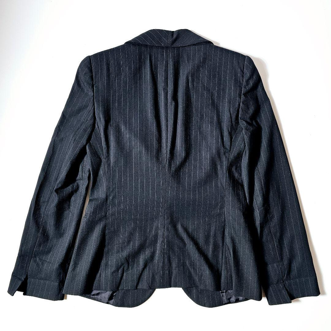 【極美品】ジョルジオアルマーニ　M　ストライプ　スーツ　セットアップ　ブラック