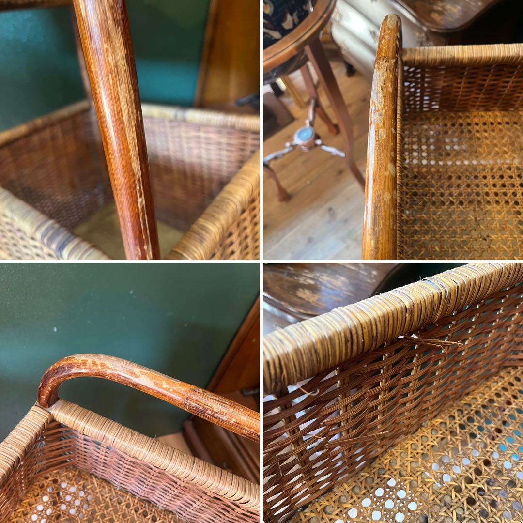 ランドリーバスケット 籐 かご 脱衣かご インテリア アンティーク 昭和レトロ
