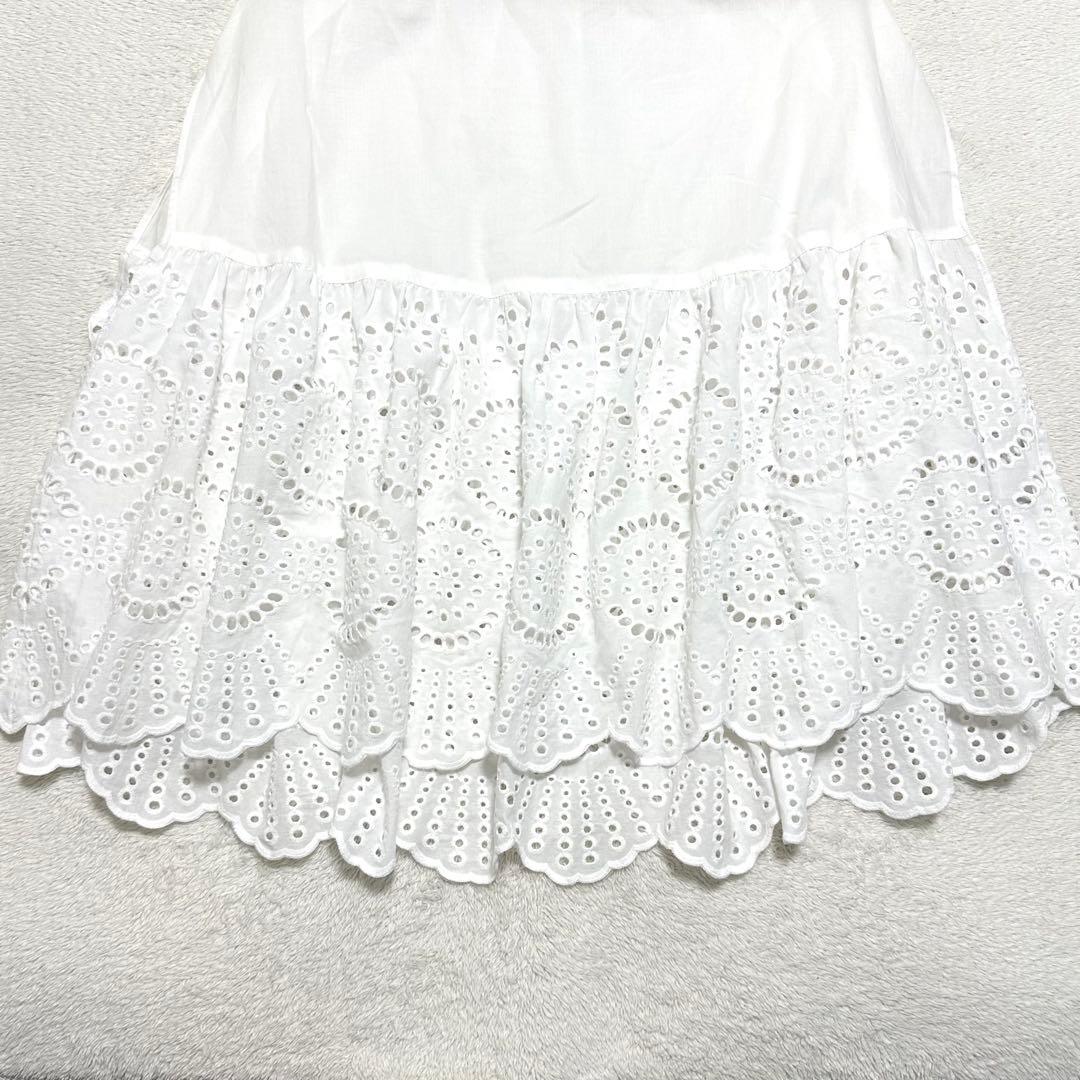 新品未使用 24SS BEARDSLEY レースポンチョブラウス 刺繍 白 F