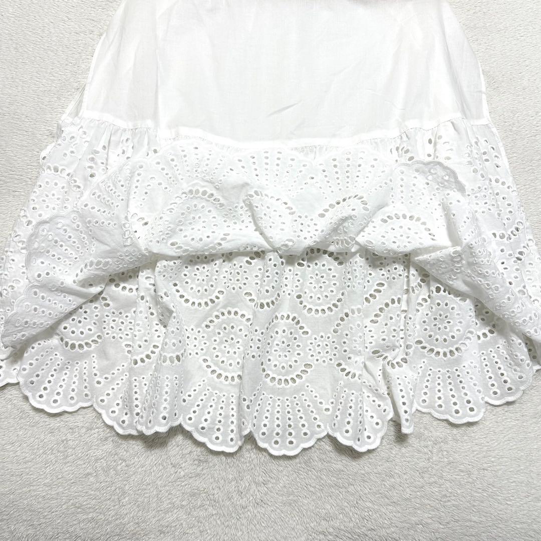 新品未使用 24SS BEARDSLEY レースポンチョブラウス 刺繍 白 F