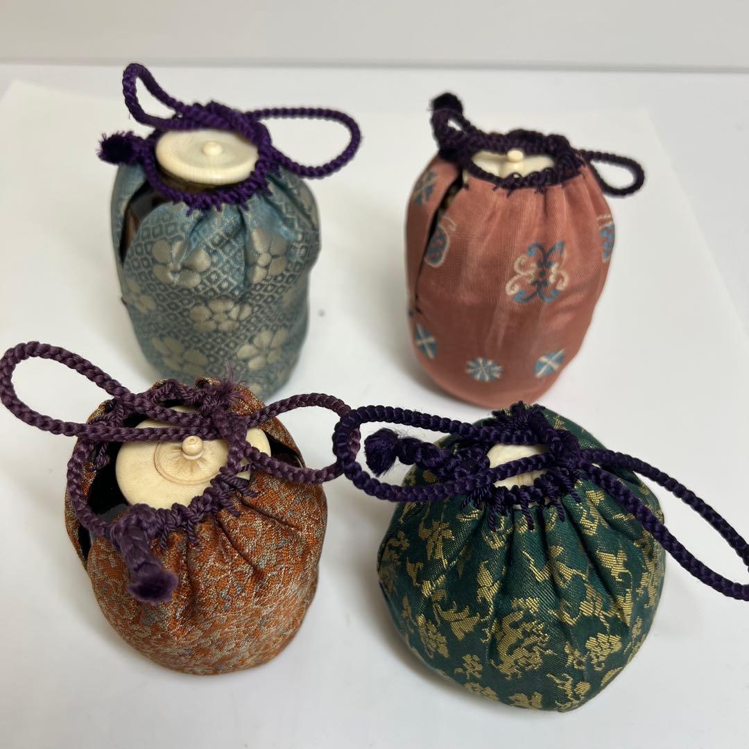 ☆茶3 茶入　極上蓋　4点セット　h9.5/9/8/6.5cm 東K7-1220