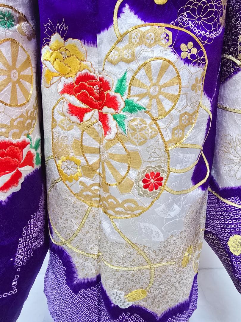 七五三　7歳　 正絹　部分絞り　着物　フルセット　女の子 d01