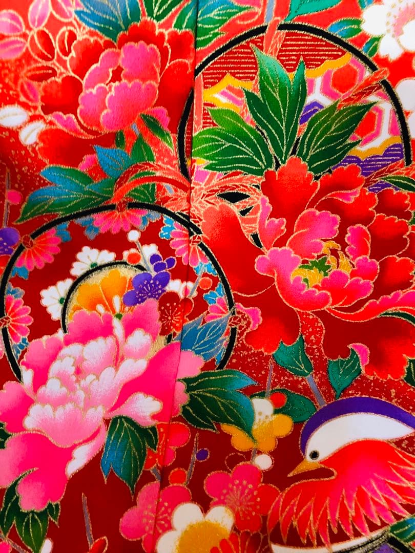 豪華7歳完全フルセット⭐︎未使用しつけ糸付き人気赤地暈し手毬花金彩煌びやか逸品