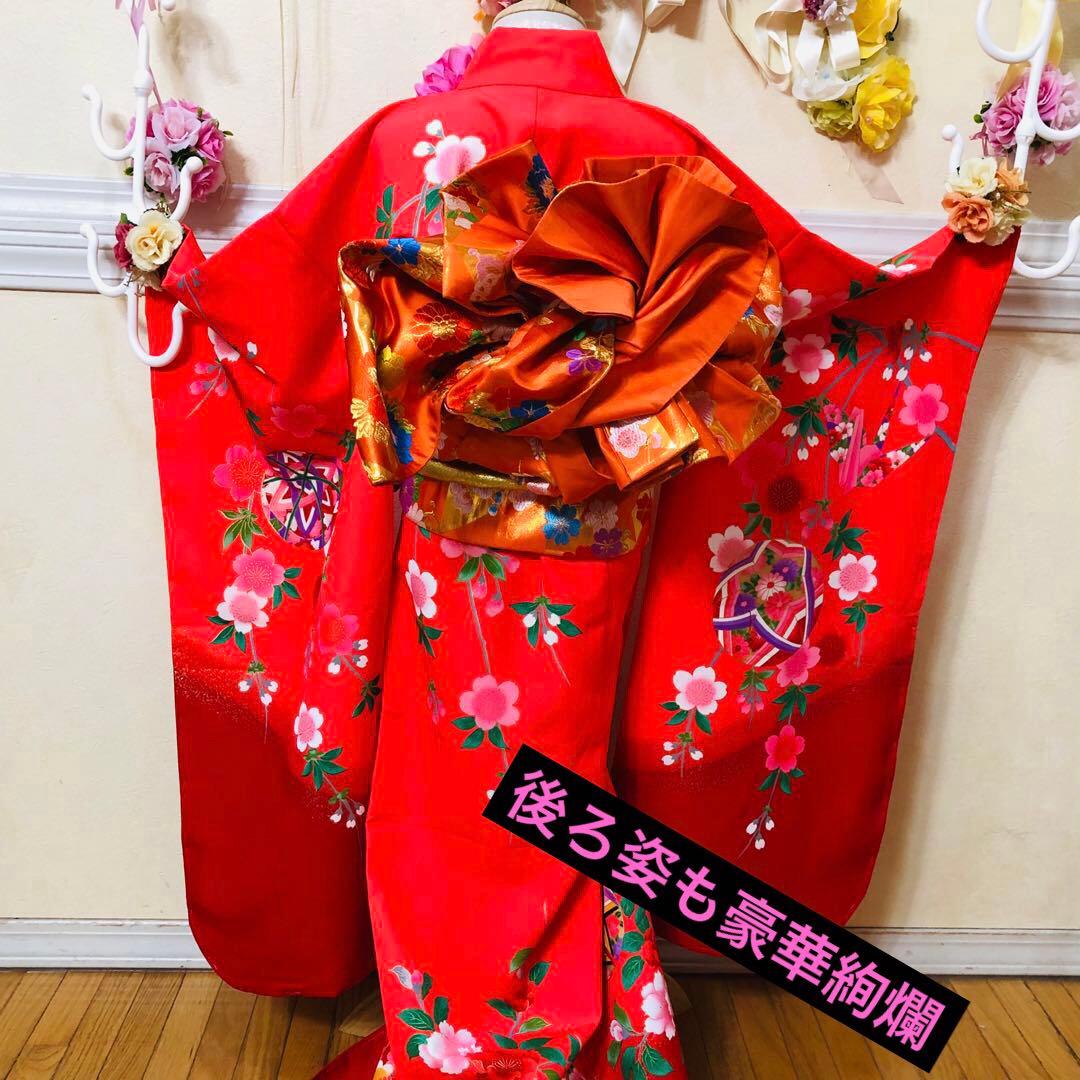 豪華7歳完全フルセット⭐︎未使用しつけ糸付き人気赤地暈し手毬花金彩煌びやか逸品