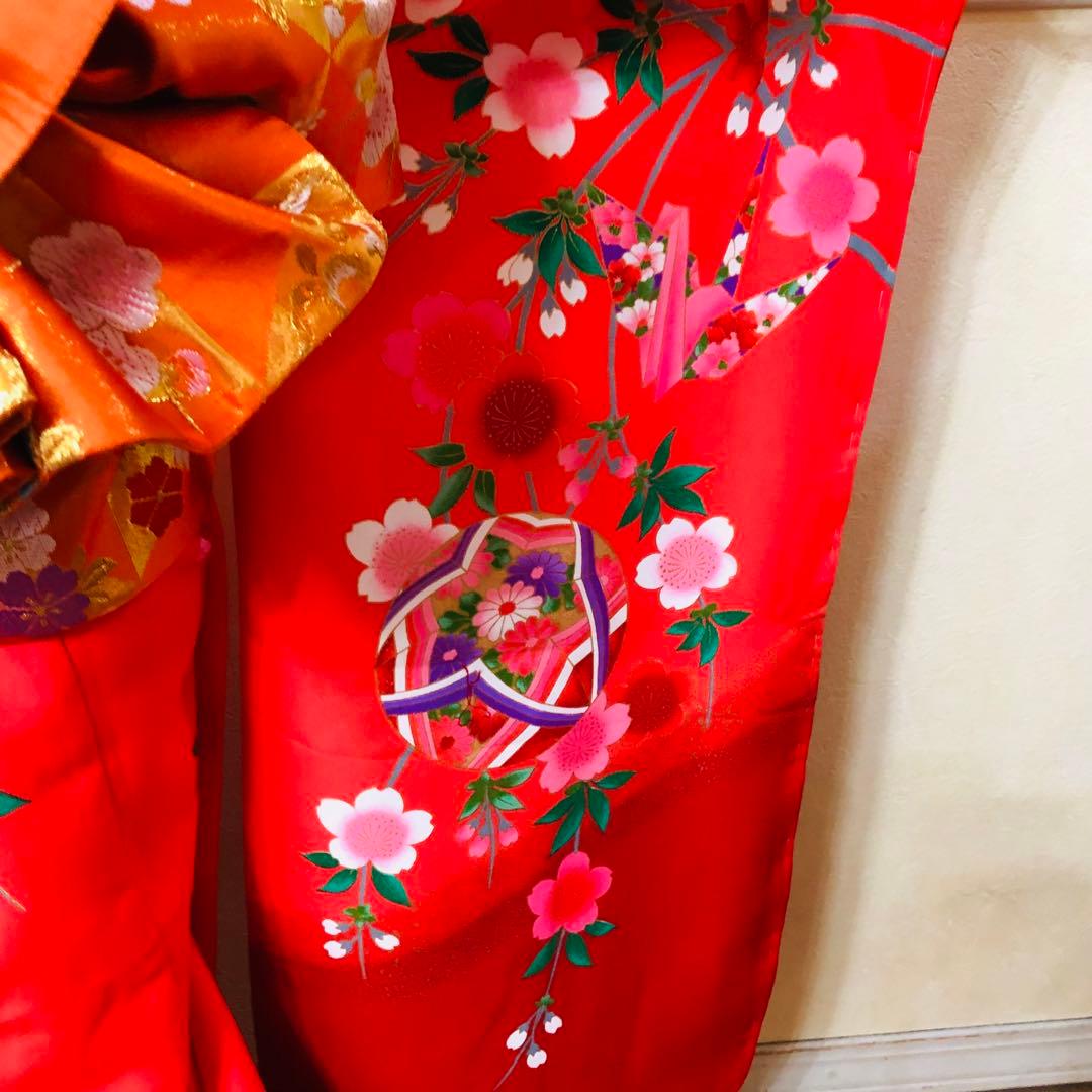 豪華7歳完全フルセット⭐︎未使用しつけ糸付き人気赤地暈し手毬花金彩煌びやか逸品