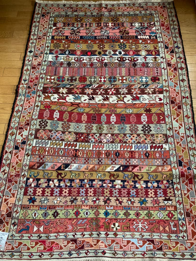 【在庫一掃セール】アゼルバイジャン キリム ウール 194cm×120cm