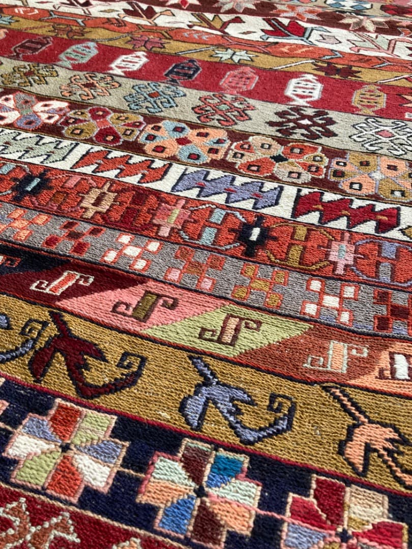 【在庫一掃セール】アゼルバイジャン キリム ウール 194cm×120cm