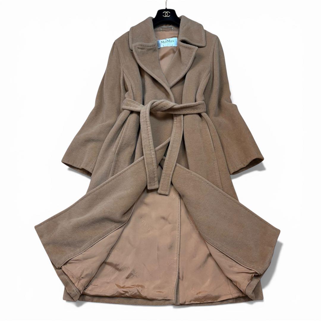 美品 マックスマーラ 白タグ カシミヤ ベルテッドコート キャメル サイズ38