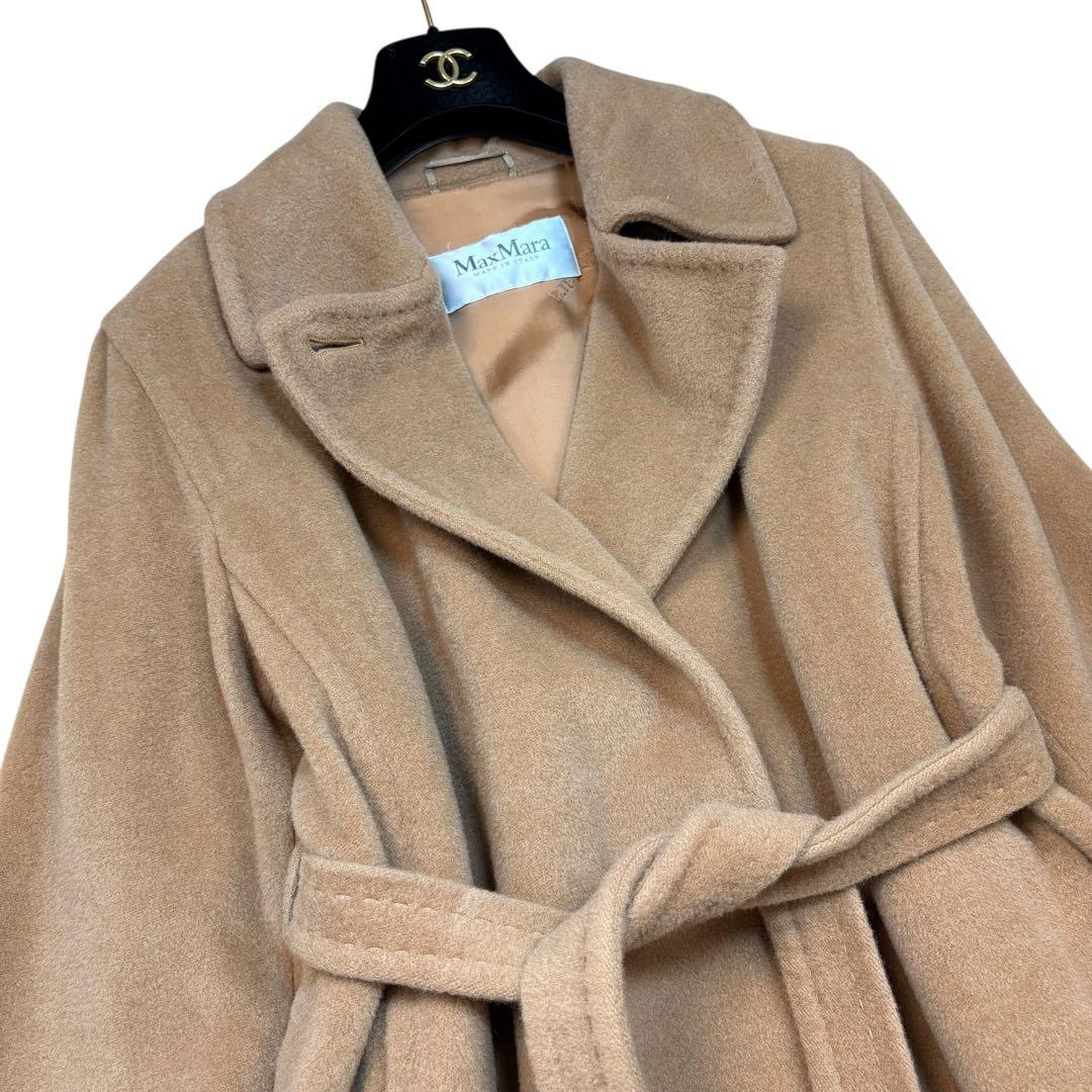 美品 マックスマーラ 白タグ カシミヤ ベルテッドコート キャメル サイズ38
