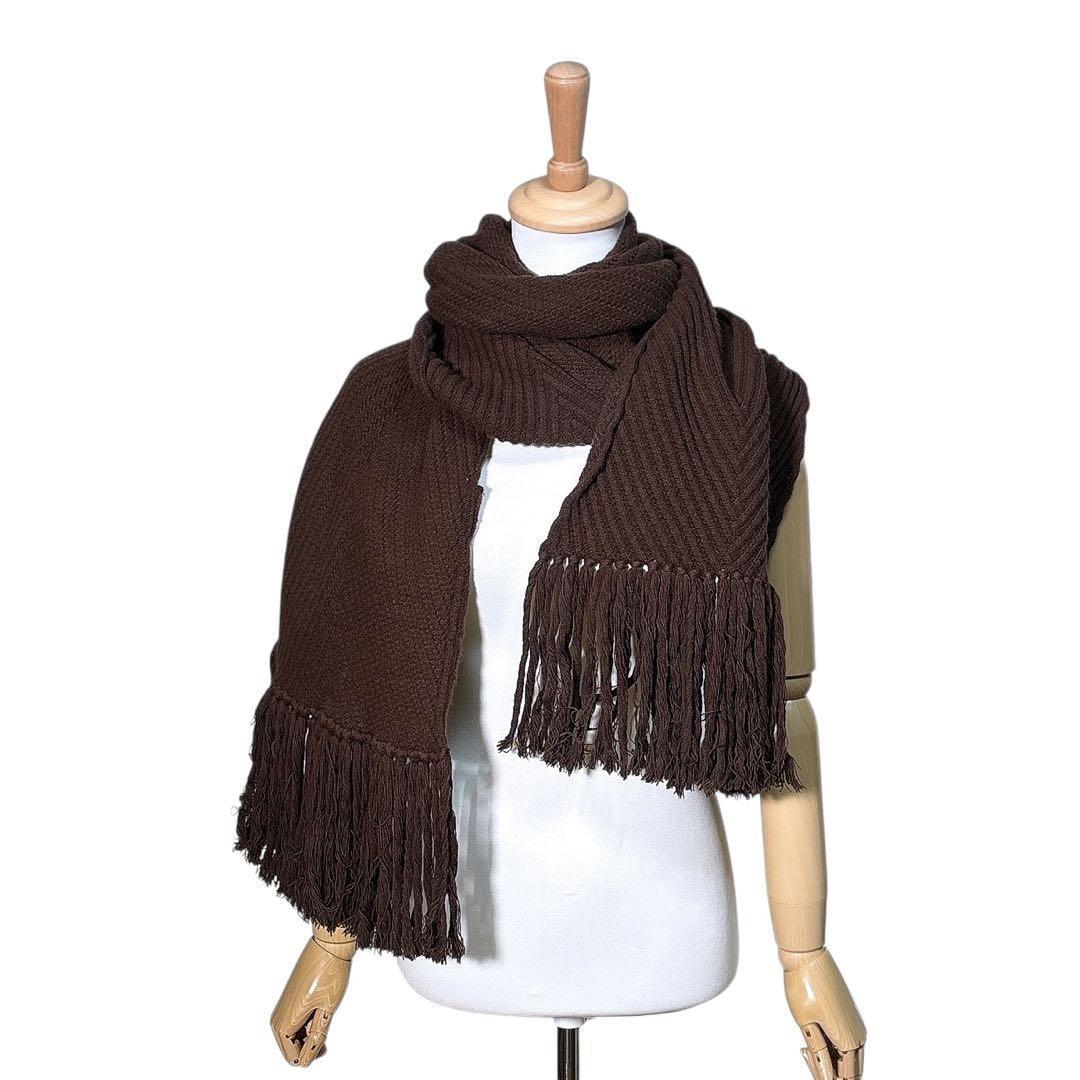 【美品】ルイヴィトン/カシミアロングマフラー/ストール/フリンジ/ポケット付き