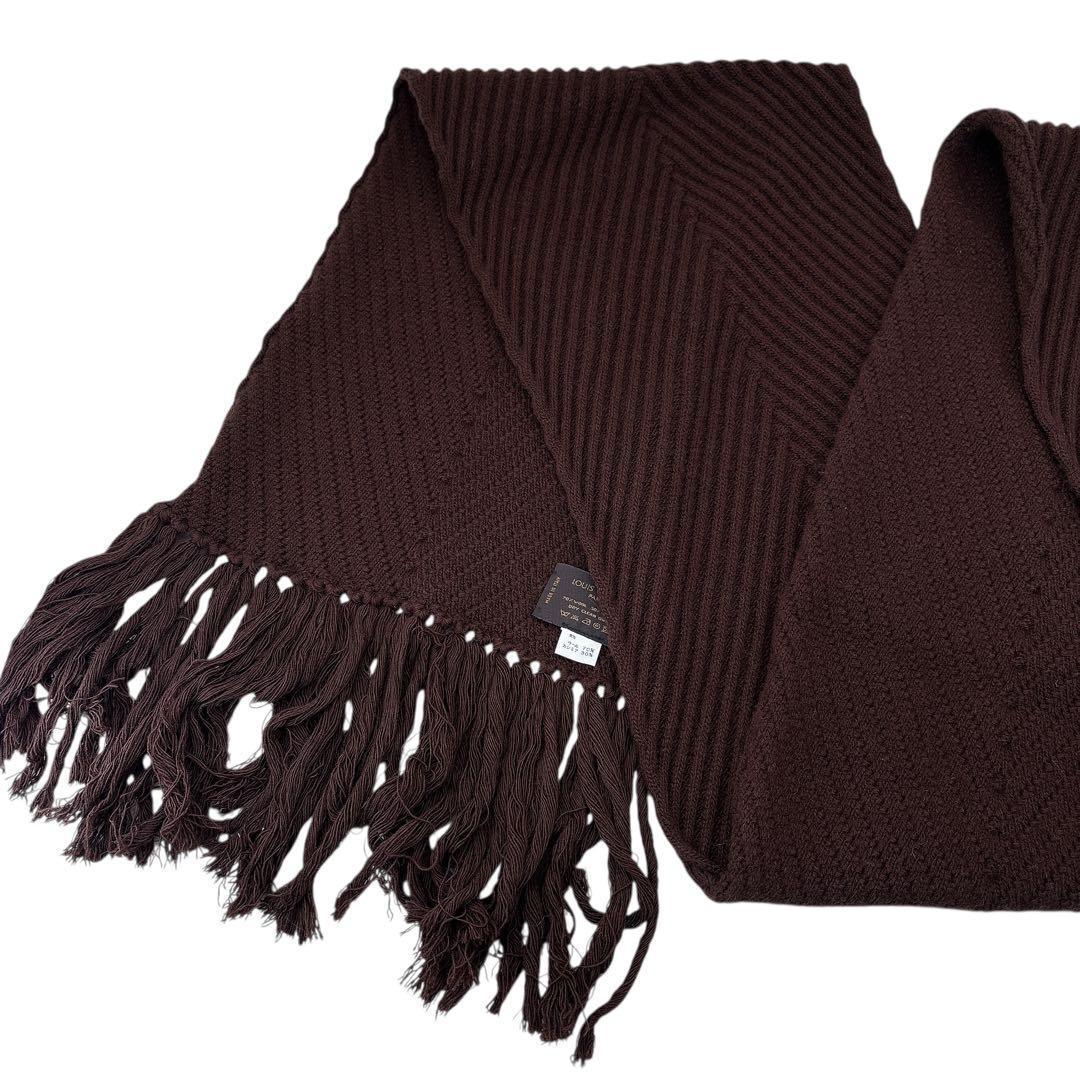 【美品】ルイヴィトン/カシミアロングマフラー/ストール/フリンジ/ポケット付き