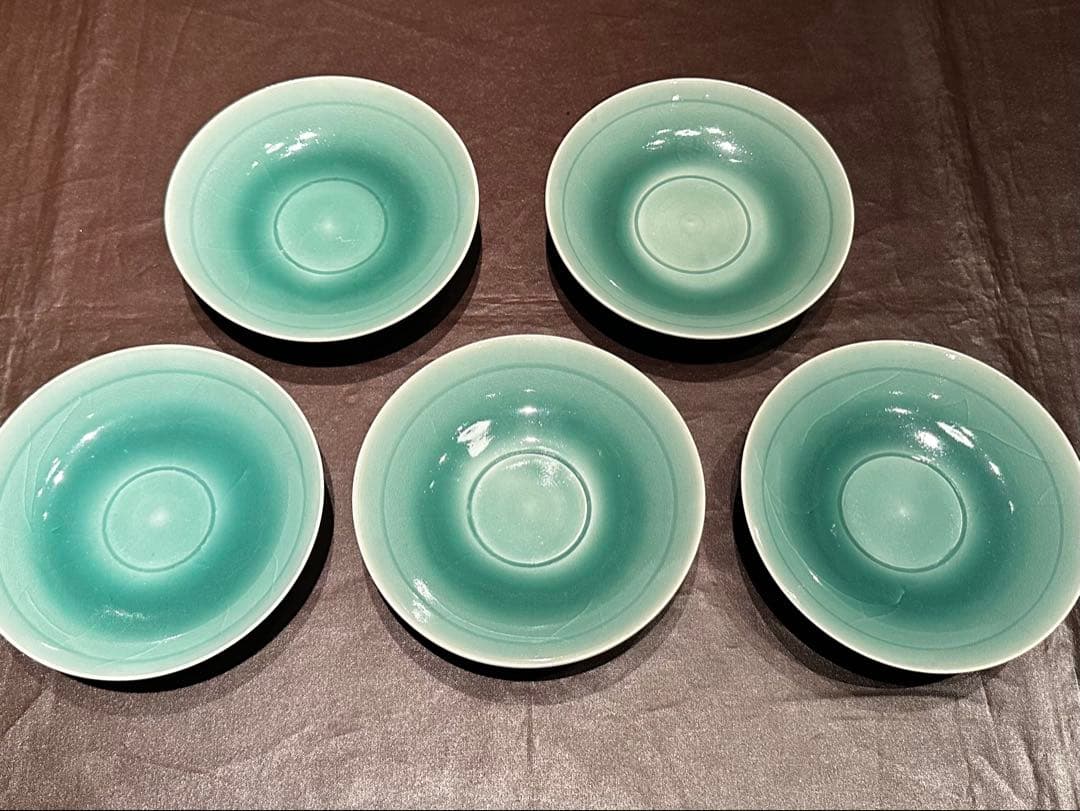 人間国宝　中島宏　青磁　10客セット　皿