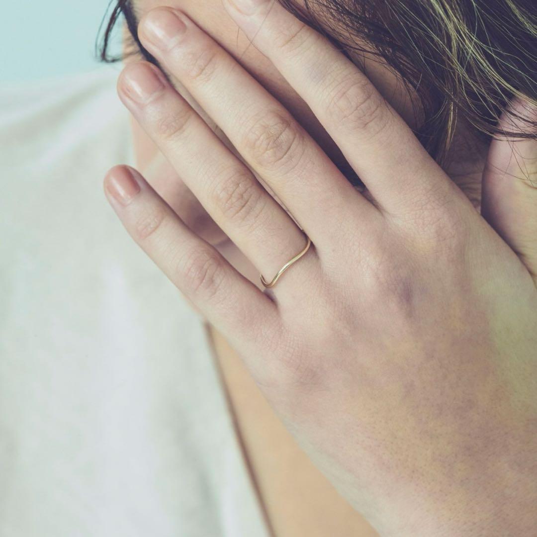 ete K10 YG 【現行品】レイヤード ウェーヴ リング 17号