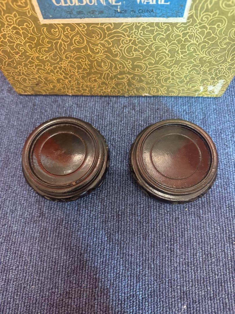 1571  景泰藍　花瓶2客　花台2客付き　骨董　時代物