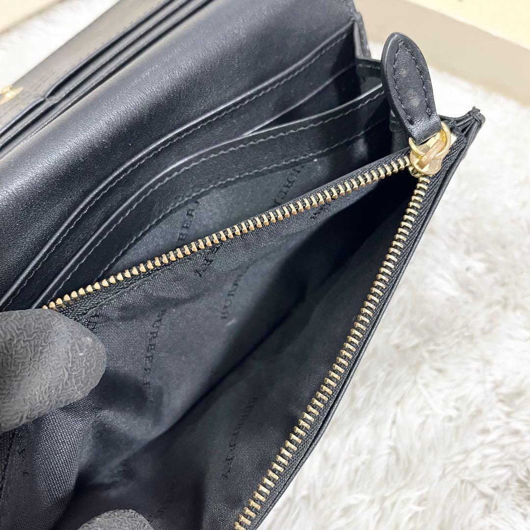 Burberry バーバリー レザー 長財布 ノバチェック ゼブラ柄
