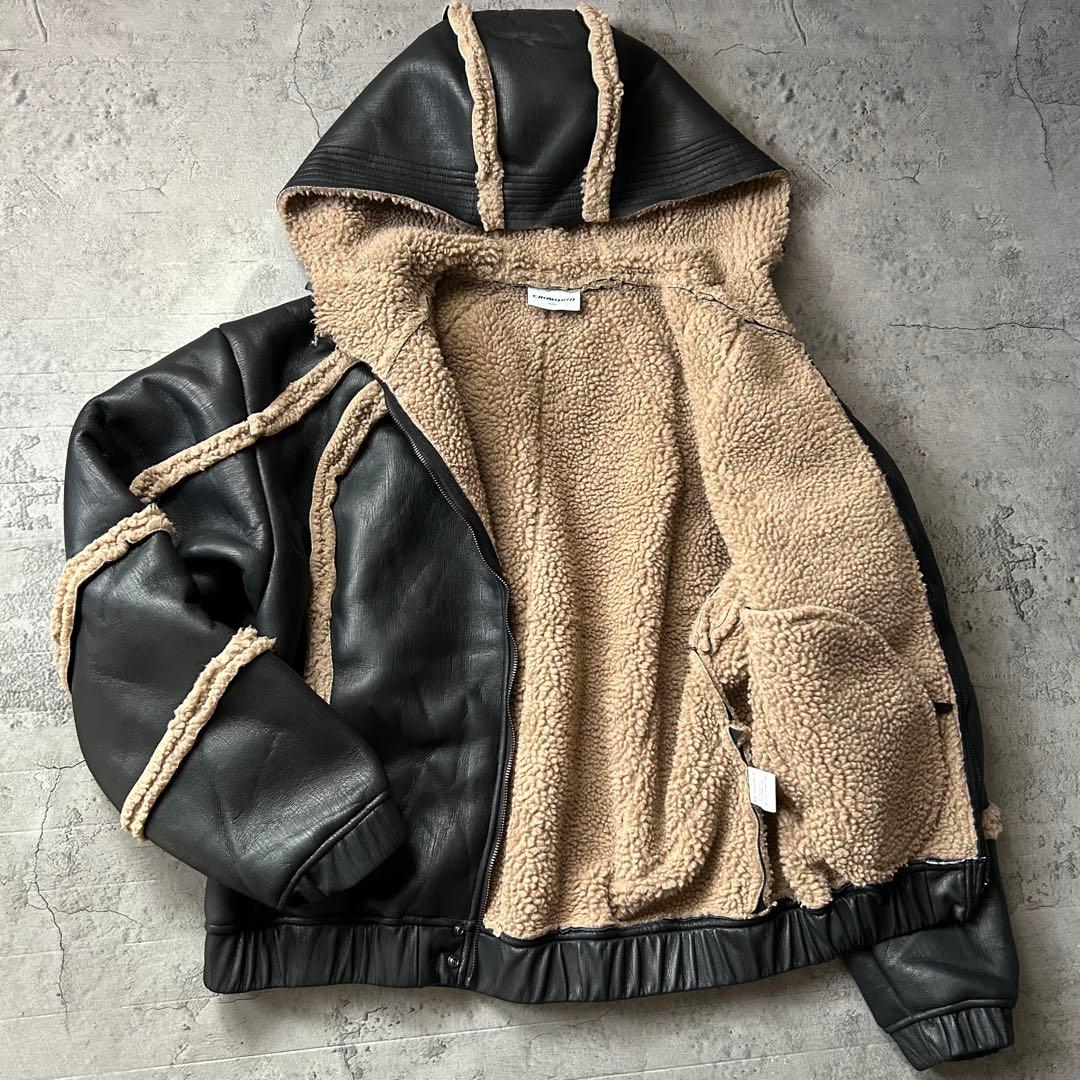 地底人オンライン CROWORLD ラムフリース フーディー ジャケット L